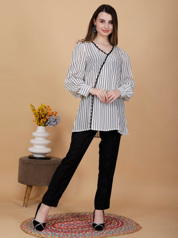 Black & white stripe crepe cord set