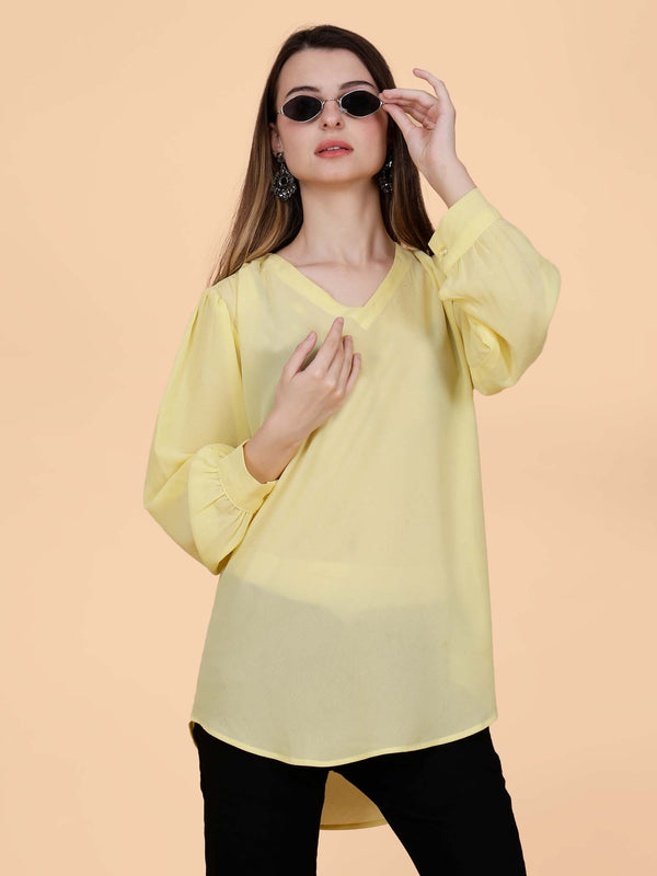 Lime yellow Georgette Top