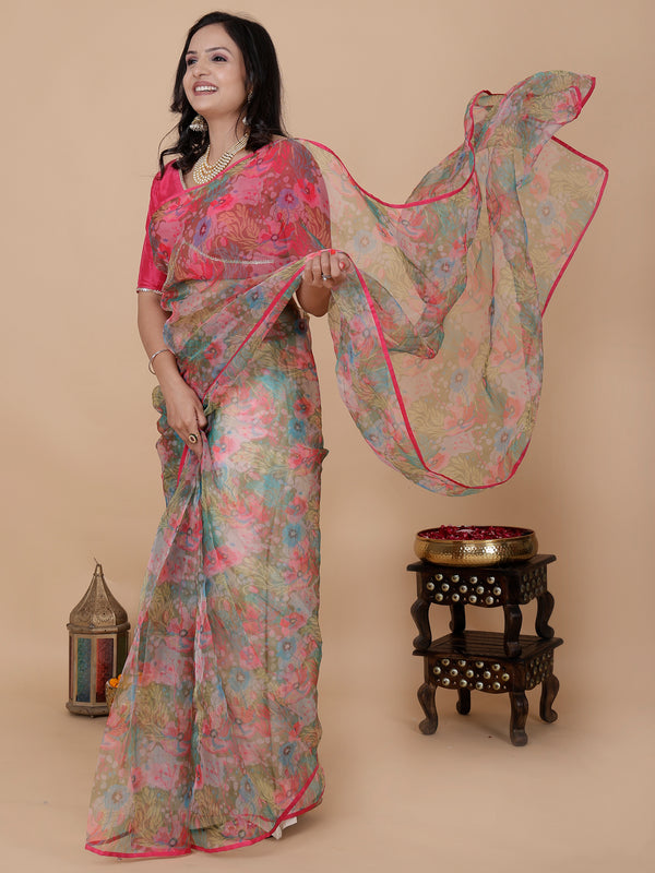 Floral organza Saree with designer blouse