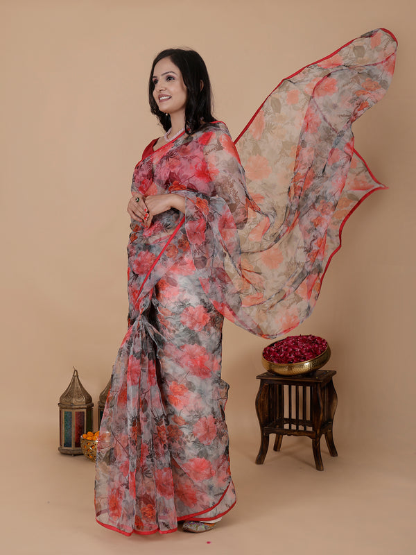 Floral organza Saree with designer blouse