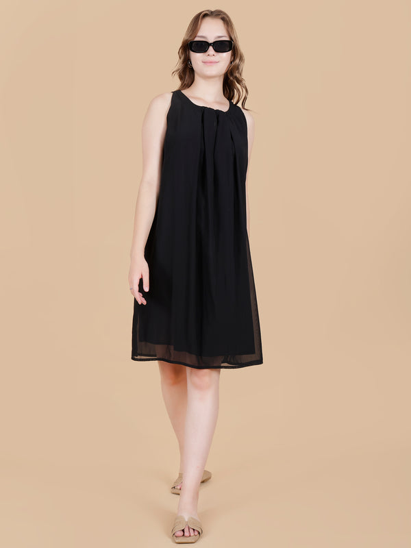 Black Georgette Short Dress