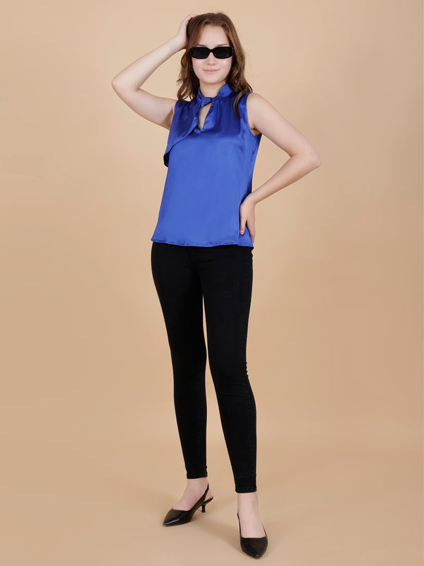 Royal Blue Italian Satin Party wear Top