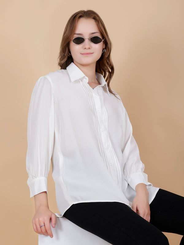 Offwhite Georgette pintex shirt