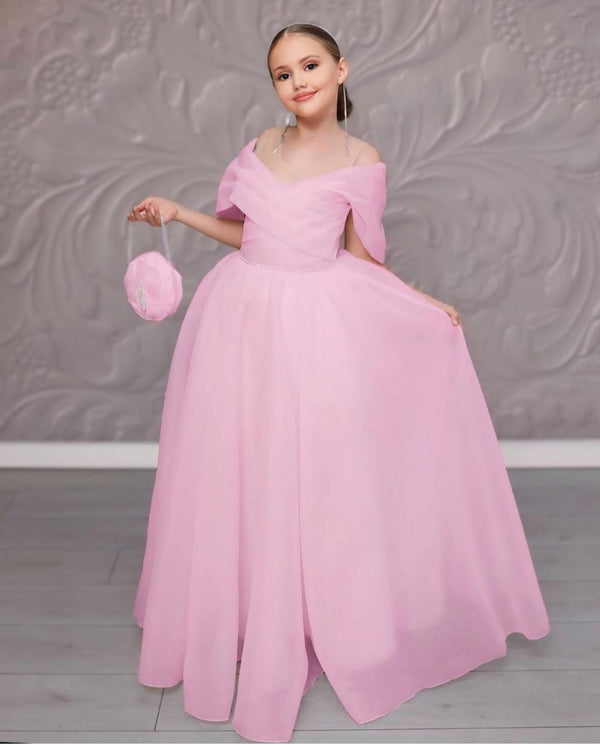 Pink kids party wear gown