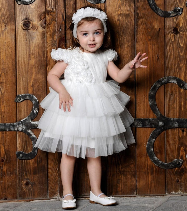 Kids Pearl white Designer Frock